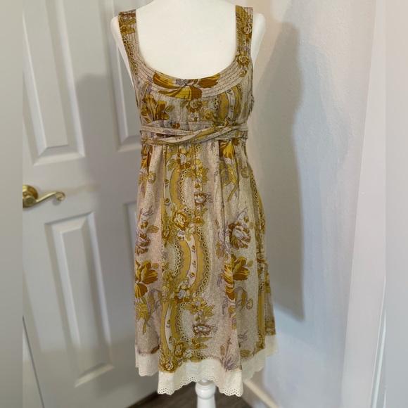 Free People Vintage y2k dress Empire waist eyelet hem raw edges - Picture 2 of 10